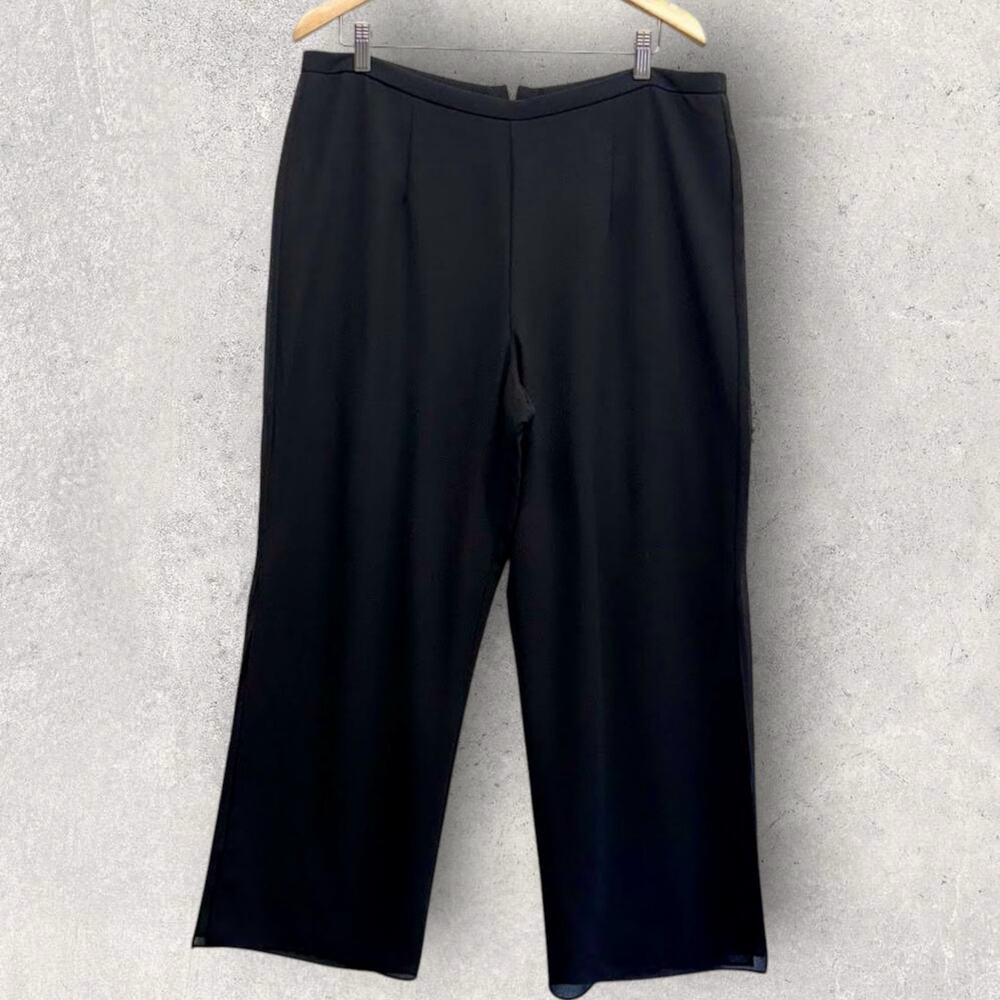 Coldwater Creek Black Layered Palazzo Wide Leg Split Hem Dress Pants NWT 16P